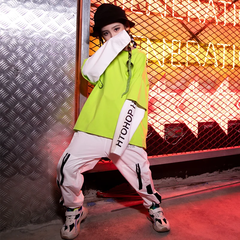 Детская Одежда для танцев в стиле хип-хоп команды чирлидинга футболка девочек