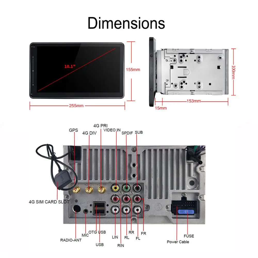 Автомагнитола 2 din HD 1280*720 10 1 дюйма 4 + 64 ГБ Android GPS навигация DSP сплит экран 4G