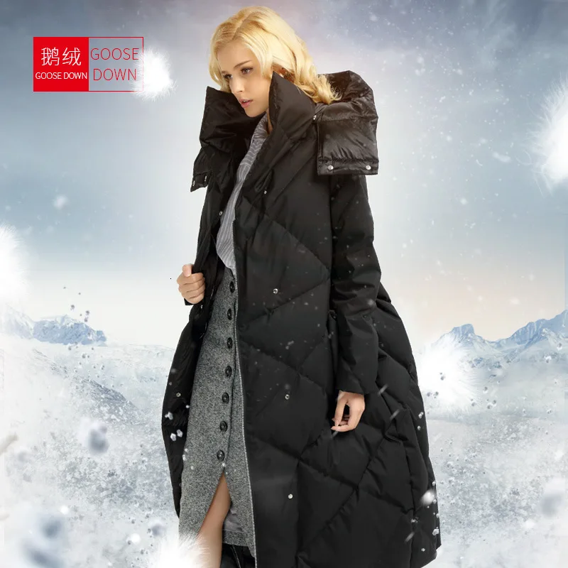 Новые Зимние виды Cocon Capuchon Donsjack женские белые Ganzendons Jas Warme Long|Женские пуховики| |