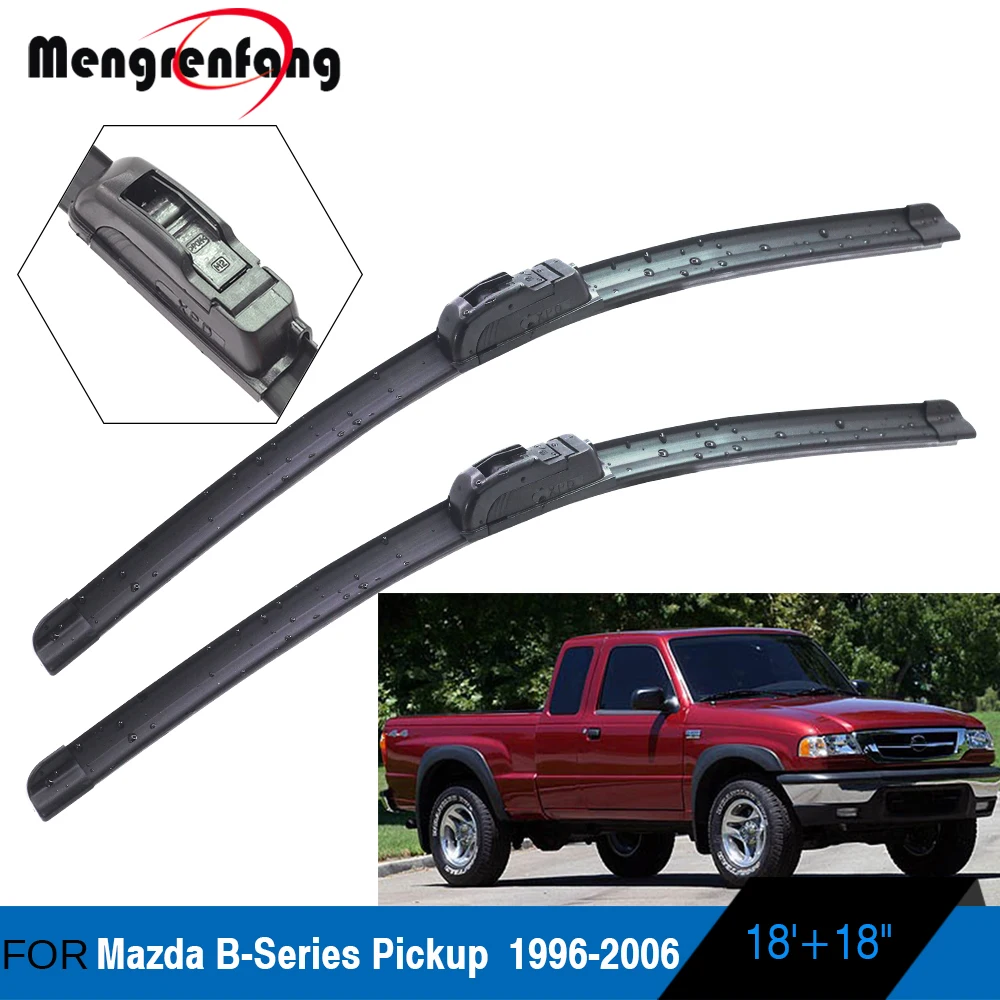 

For Mazda B-Series Pickup Car Front Windscreen Wiper Blades Frameless Soft Rubber Wiper J Hook Arms 1996-2006