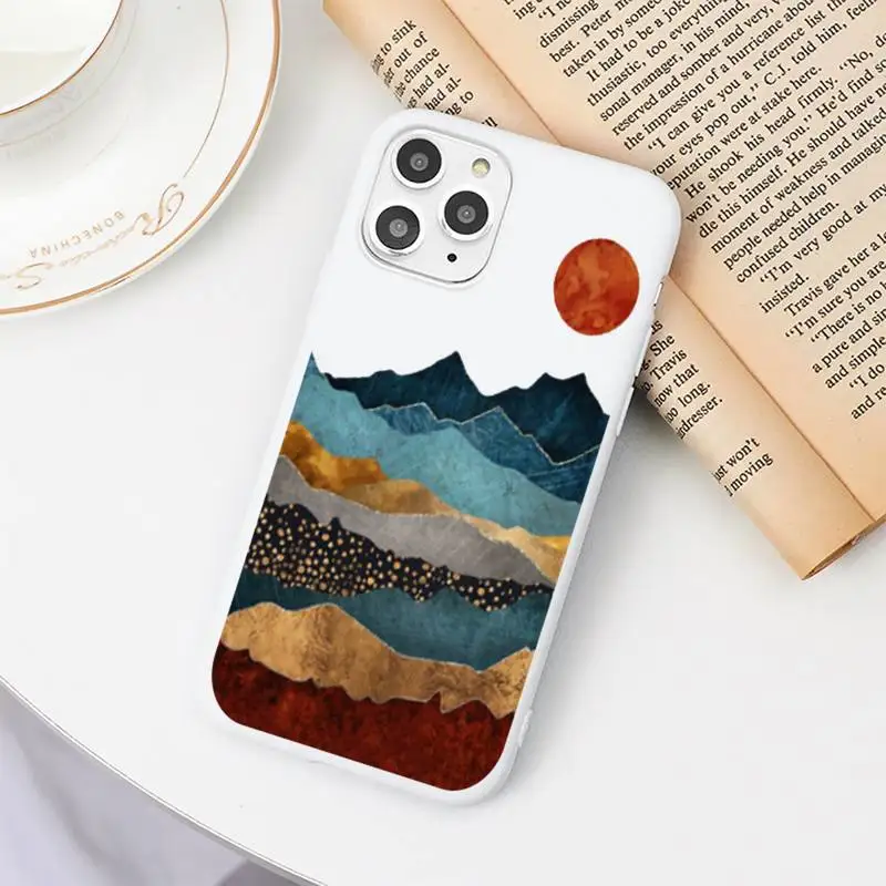 

Mountain Marble Moon pattern Phone Case Candy Color for iPhone 6 7 8 11 12 s mini pro X XS XR MAX Plus