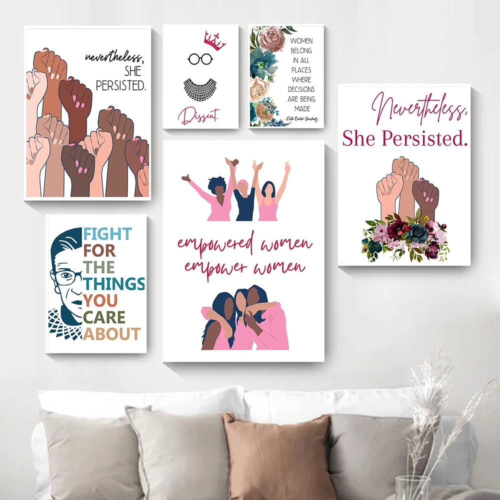 

Feminist Fashion Art Pink Girl Power Wall Art Canvas Painting Prints Girls Gift Modern Pictures Living Room Bedroom Wall Poster