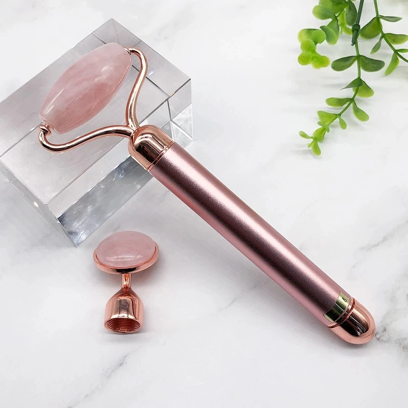 

Electric Jade Roller Vibrating Rose Quartz Face Massager Facial Beauty Face Lift Relieve Fine Lines Wrinkle Skin Care Tools