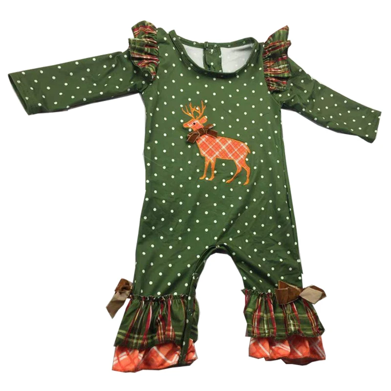 

new baby girl romper christmas deer embroidered cutest toddler boutique clothing