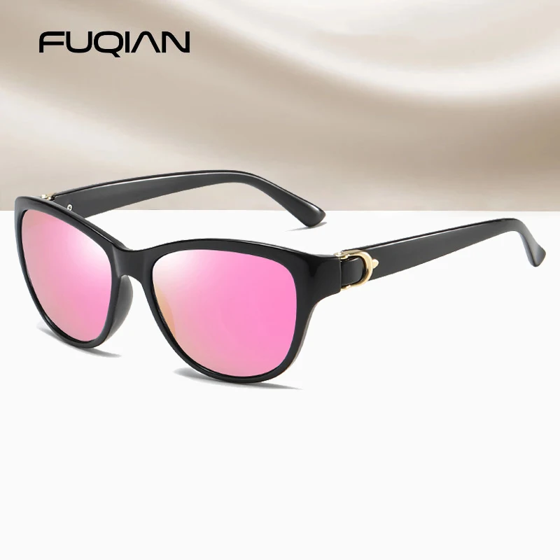 Женские солнцезащитные очки кошачий глаз FUQIAN поляризационные винтажные
