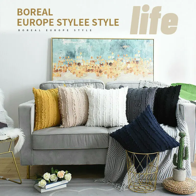

Bohemia Tassels Cushion Cover 45x 45cm/30x50cm Cotton Linen Jacquard Pillow Cover Living Room Bed Room Home Decoration