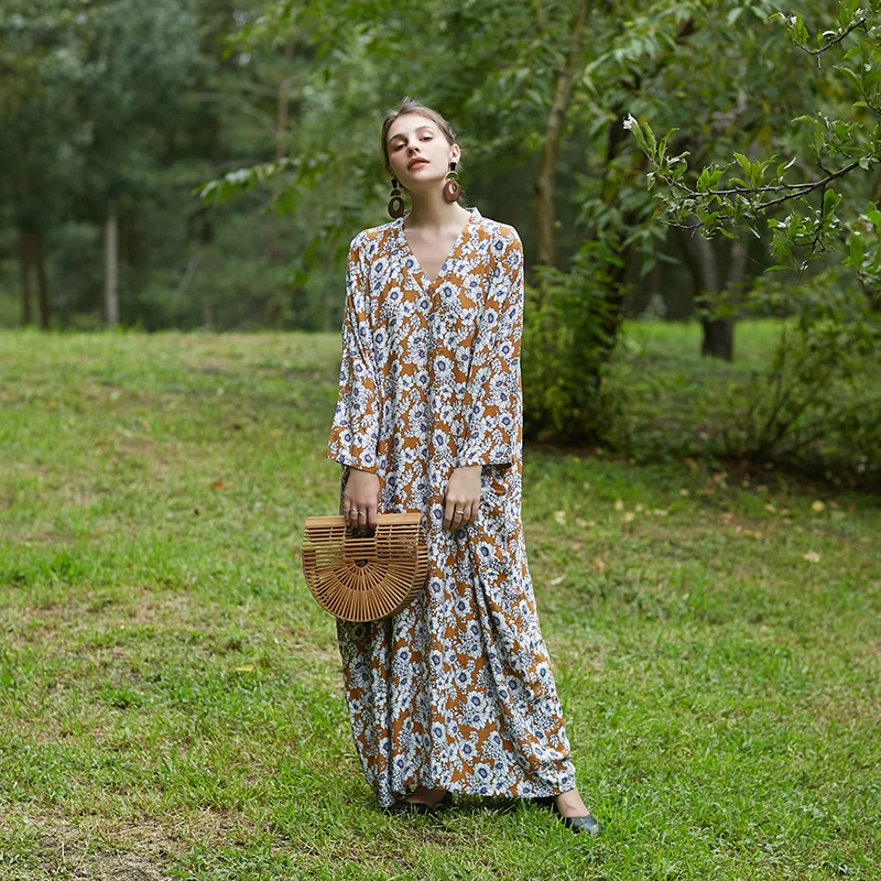 

IRINAQ126 Spring Summer 2021 Original Design New Arrivals Maxi Long Floral Robe Dress Women