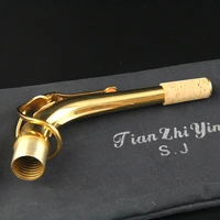 excellent alto saxophone neck gold lacquer brass material 24 5mm woodwind part 1pcs