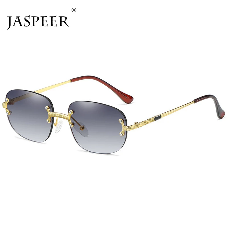 

JASPEER Classic Rectangle Rimless Sunglasses Men Square Sun Glasses Women Gradient Shades Frameless UV400 Eyewear for Male