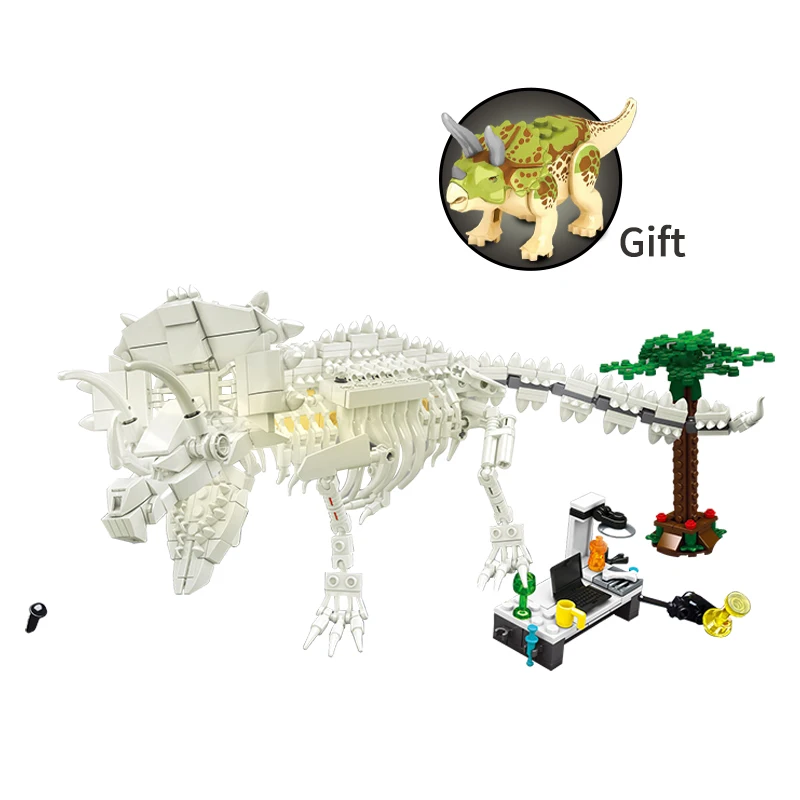 

Creative Jurassic Dinosaur Skeleton Fossil Building Blocks Tyrannosaurus Pterodactyl Triceratops DIY Brick Educational Kids Toys