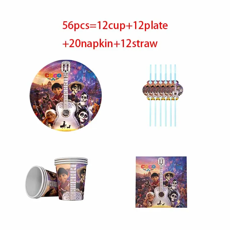 

Cartoon COCO Party Supplies Tableware Set Unicorni Tablecloth Paper Cup Napkins Banner Topper Wedding Baby Shower Decoration