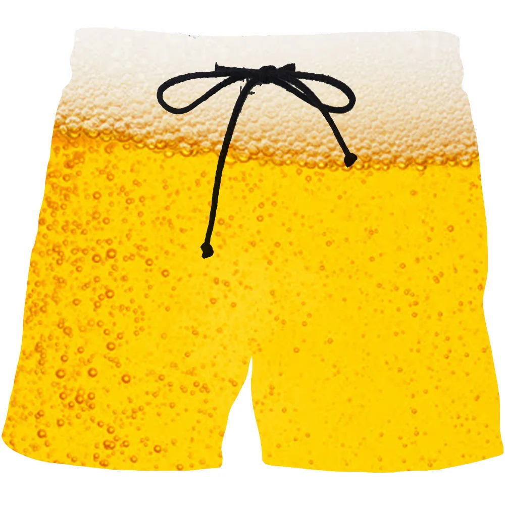 2021 NEW Men's Graphic Beach Beer Shorts 3D Pattern Beer Boardshorts Men/Women Whiskey Bubbles Short Pants mens clothes Fashion