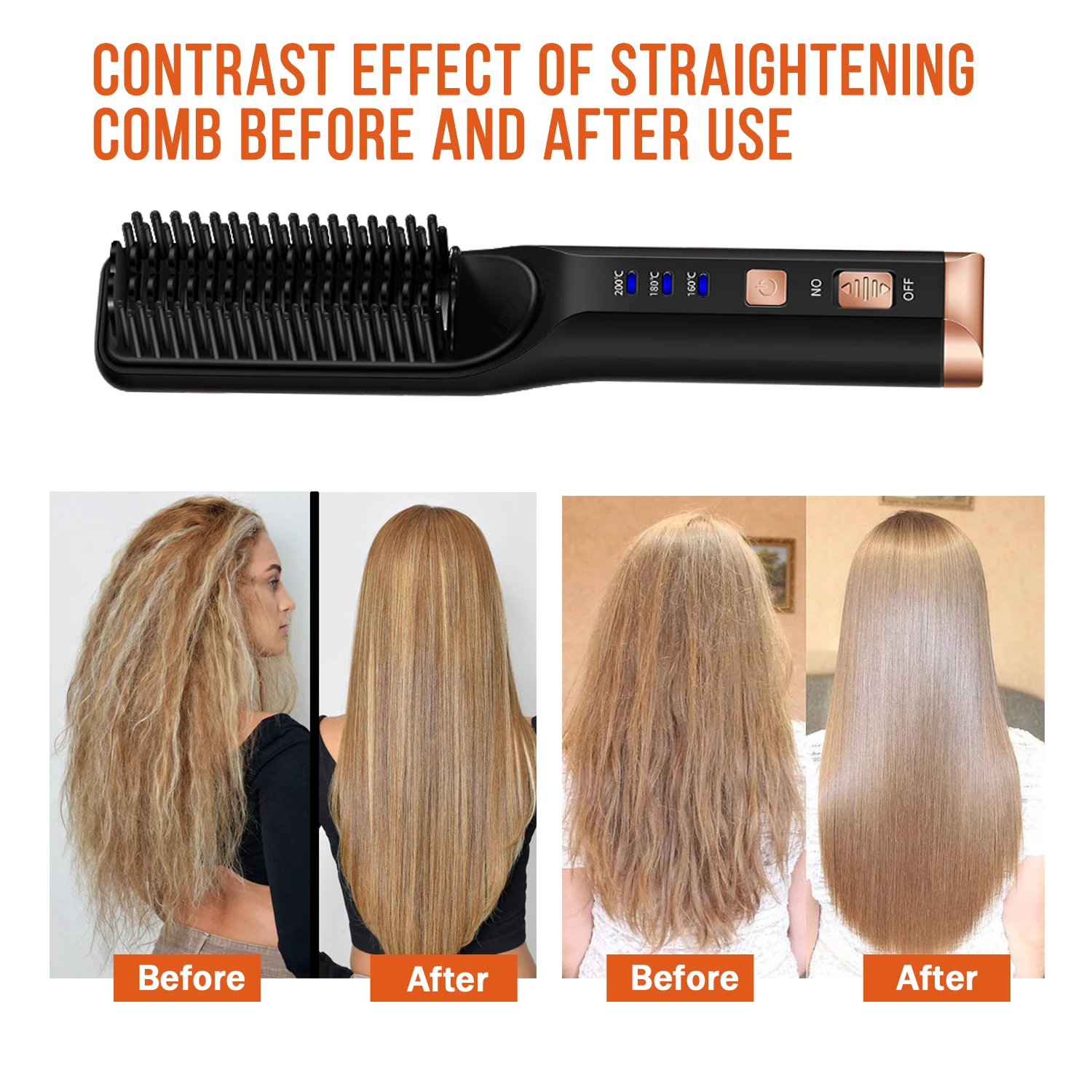 

Hot Comb Hair Brush Beard Straightener Wireless Brush Strightener USB Rechatgeable Straightening Comb Iron Heated Styling Tool