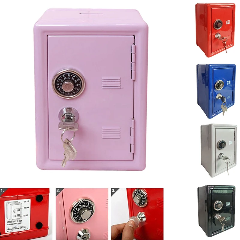 

Mini Creativity Money Box Storage Cabinet Ornaments Ins For Girls Cute Safe Box Decorative Deposit Piggy Bank Metal Home Decor