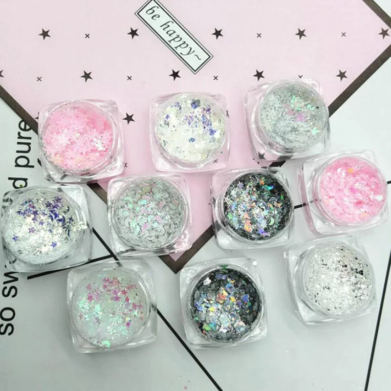 Блеск для ногтей Bittb в виде бабочки звезды Луны блестки AB цветные блестящие