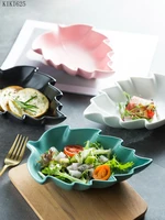 creative leaf salad plate ceramic dinner plate home irregular main dish breakfast dessert snack plate hotel restaurant tableware
