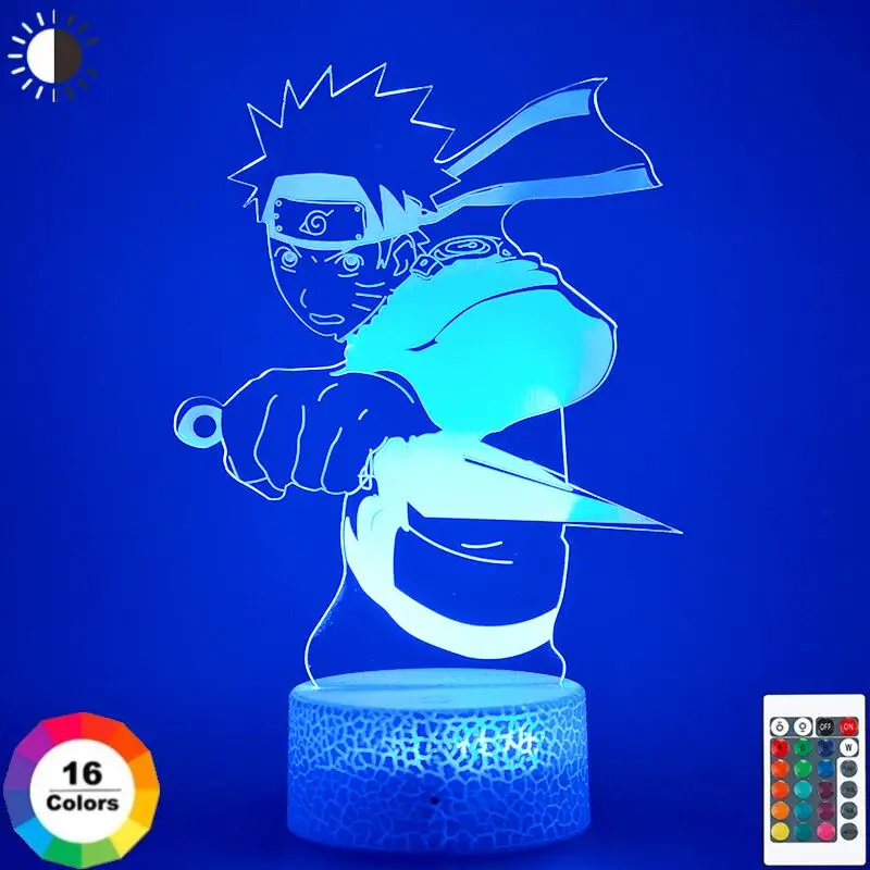 

Ночная лампа удзумаки Какаси с аниме-рисунком, 3D светильник для детской комнаты, украшение для спальни, акриловая настольная лампа на день р...