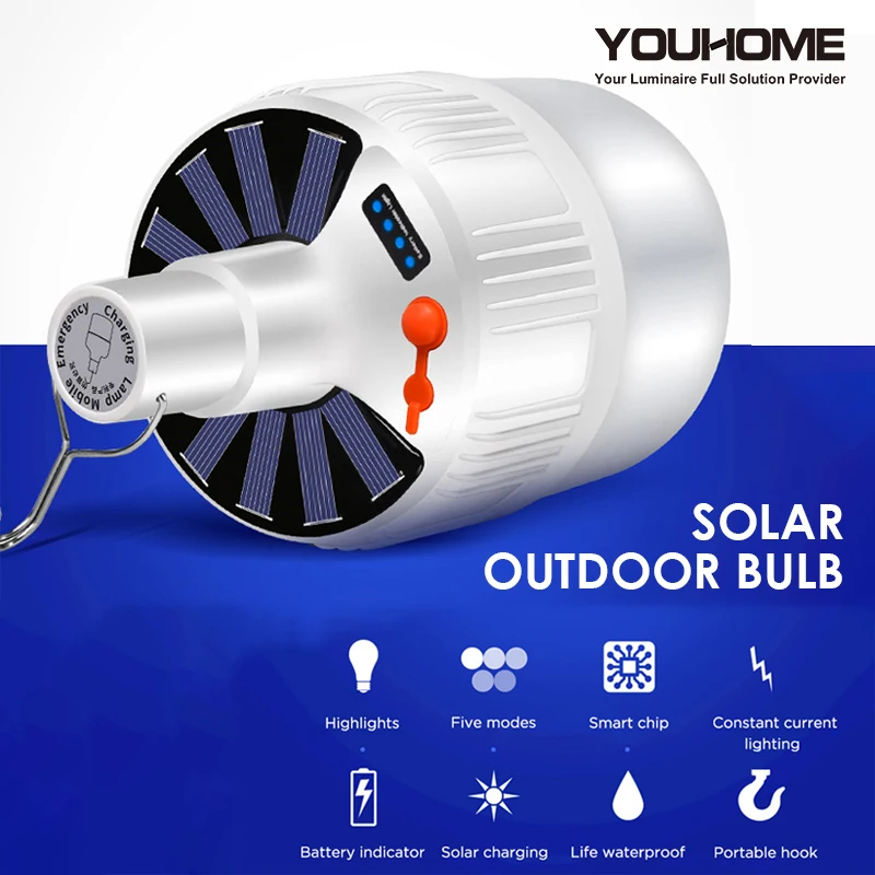Перезаряжаемая Светодиодная лампа с солнечной батареей водонепроницаемая