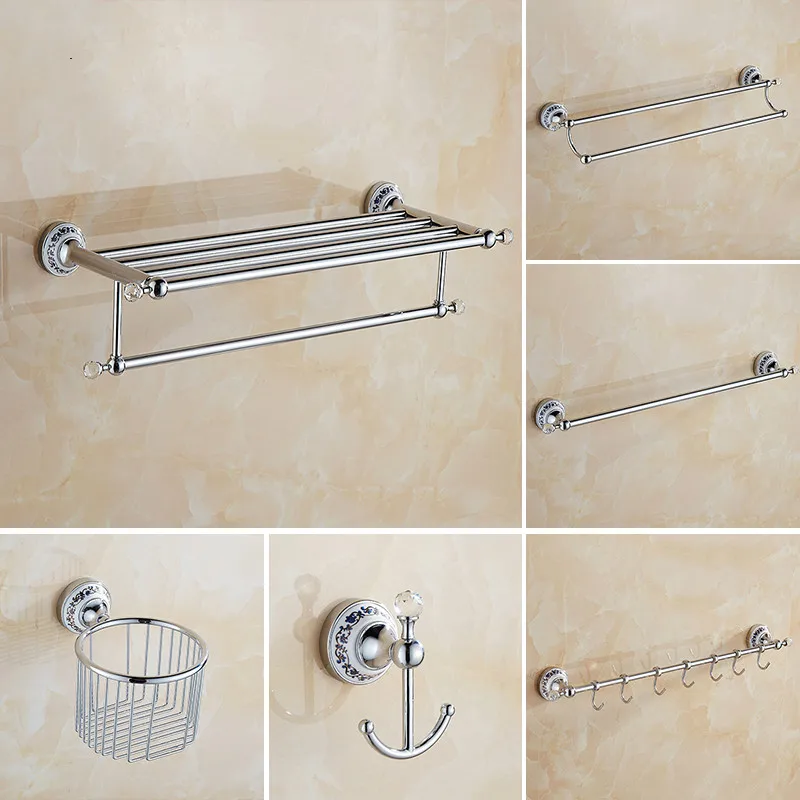 ZGRK Paper Holder Crystal Bathroom Hardware Washroom Robe Hook Soap Holder Towel Bar Cup Holder Bathroom Accessories Set images - 6