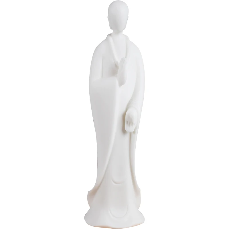White Porcelain Painted Faceless Buddha Statue Zen Character Ceramic Crafts Home Porch Office Creative Craft Decorations images - 6