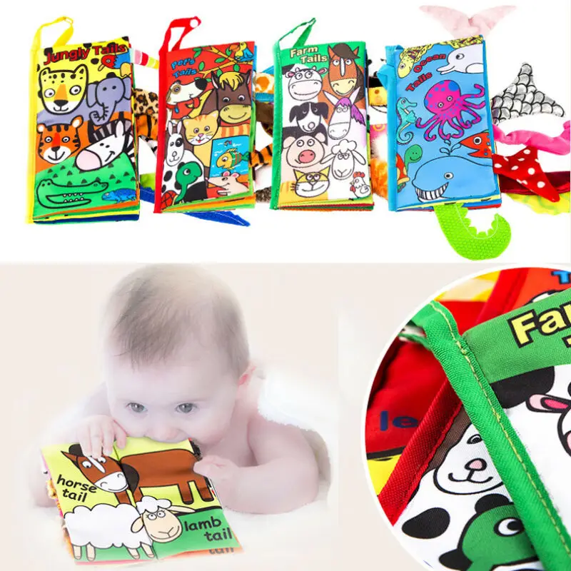 Лидер продаж Мягкая тканевая 3d-книга с хвостом животного для детей развивающие