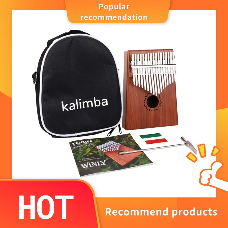 

Kalimba Thumb Piano 17 Keys With Mahogany Wooden With Bag, Hammer And Music Book, Perfect For Music Lover, Beginners, Children