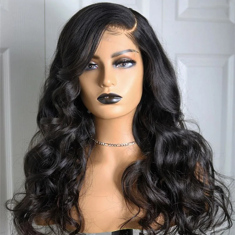 

Peruvian Human Hair Wigs Wet and Wavy Lace Part Front Wig 150% Density For Black Women Remy Glueless Frontal Natural Long Wig