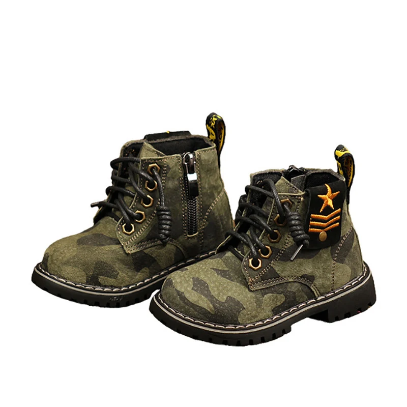 

Dolakids Autumn Winter children shoes Martin boots for boys and girls camouflage boots with soft leather soles 1-16 years old