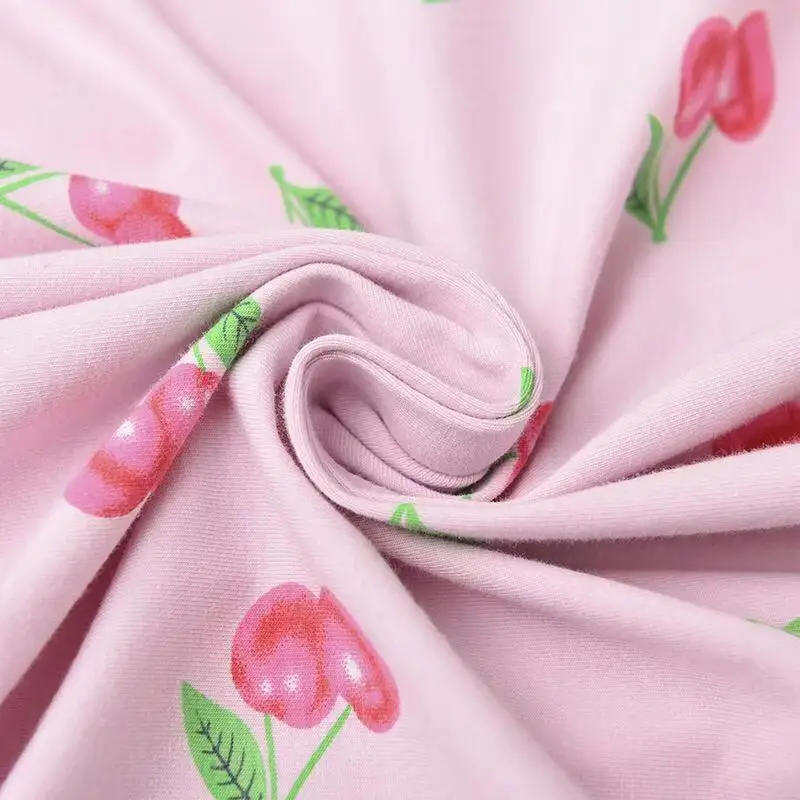 Осенне зимняя Пижама женская новинка 100% хлопок костюм милый маленький вишневый