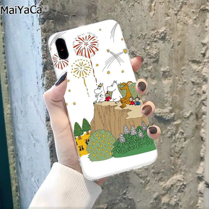 MaiYaCa Бегемот Муми-Тролль милый мультфильм животных черный чехол для телефона чехол для Apple iphone 11 pro 8 7 66S Plus X XS MAX 5S SE XR