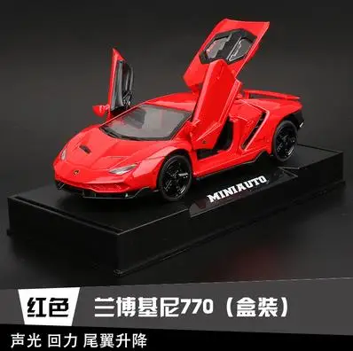 Красный Lamborghini veneno автомобиль сплав модель гоночной машины литой под давлением звук супер гоночный подъемный хвост горячий автомобиль колесо для детей - Цвет: Красный