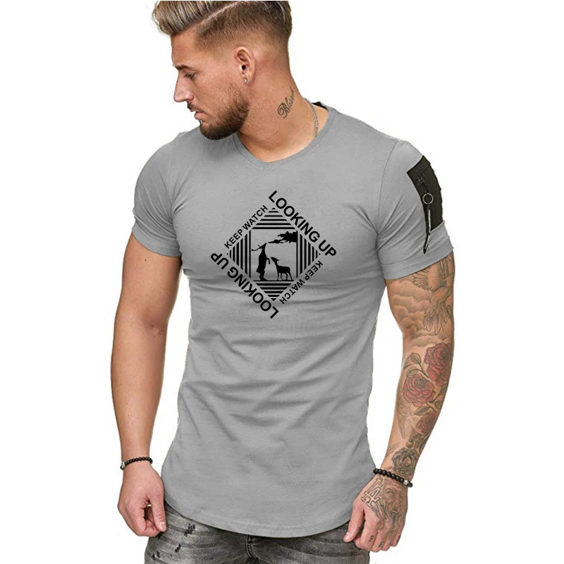 Новинка Мужская Спортивная тренировочная хлопковая Футболка 2020 с коротким