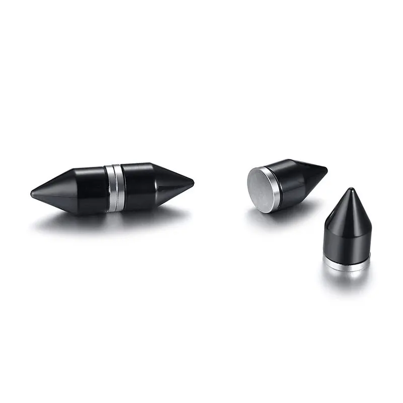 Стильные черные пулевые зажимные серьги клипсы для мужчин ювелирные изделия