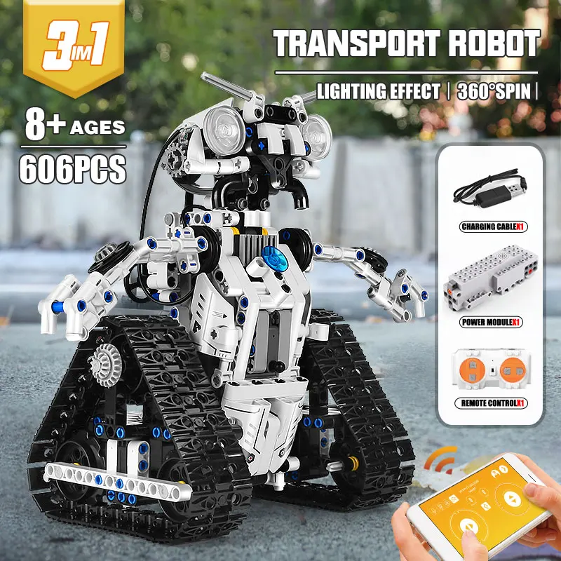 Mould King High-Tech Power Bricks Toys Remote Control Transbot Robot 3 In 1 Model Building Blocks Kids DIY Christmas Gifts | Игрушки и