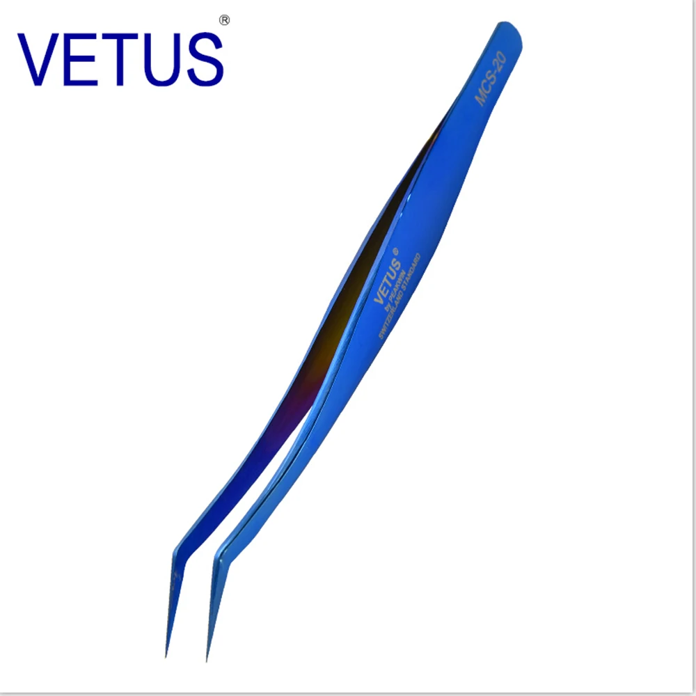MSC 20-Blue Суперточный Профессиональный пинцет Vetus, пинцет из нержавеющей стали, пинцет для ресниц, набор для наращивания ресниц Vetus - Цвет: MSC 20-Blue