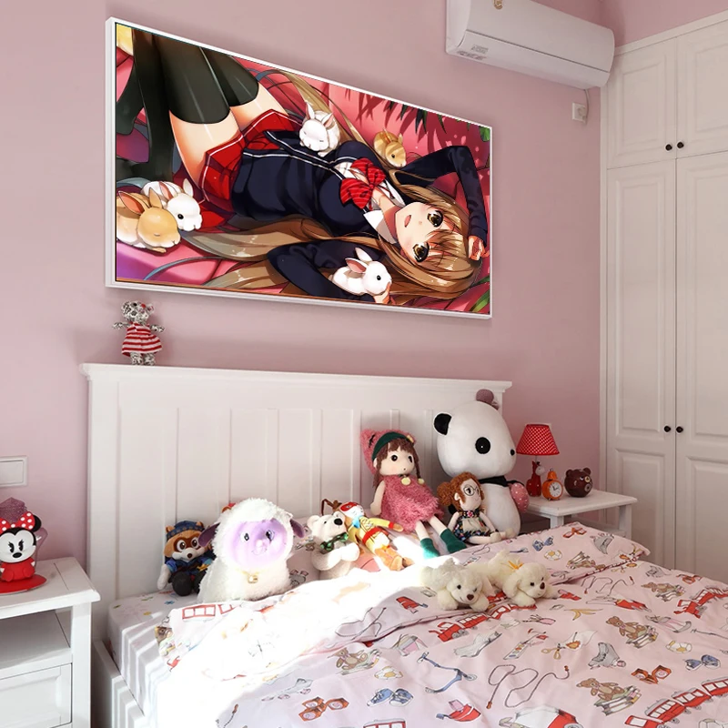 Полноформатная Алмазная картина с девочкой и милым Кроликом алмазная вышивка