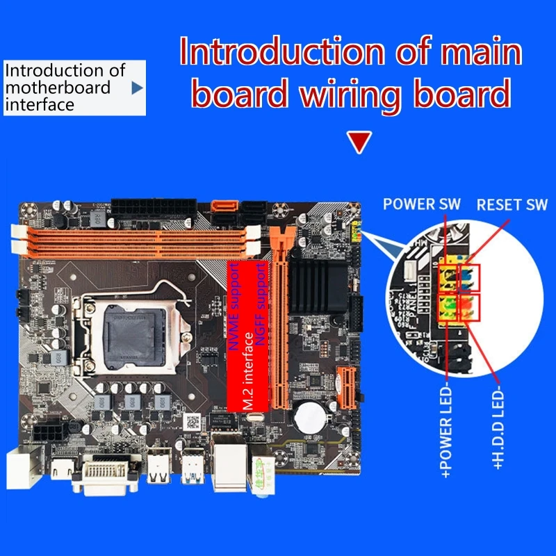 

B75-M2 LGA1155 Socket M-ATX Motherboard Support Integrated Graphics Card VGA DVI SATA3 HDD M.2 NVME SSD DDR3 1600