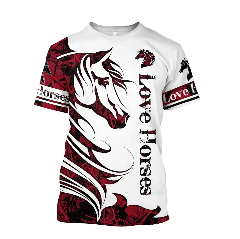 Лето 2020 модная мужская футболка с животными 3D принтом Акула/коала/лошадь Harajuku