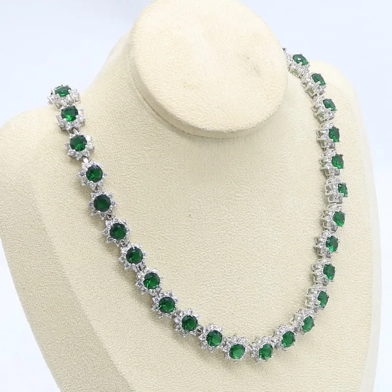 Ожерелье серебряного цвета ювелирные изделия для женщин белый зелёный