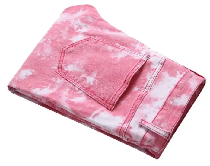 Men Jeans Colored Mens Skinny Elastic Slim Straight Biker Jeans Male Denim Cotton Pants Skinny Washed Printed Jeans