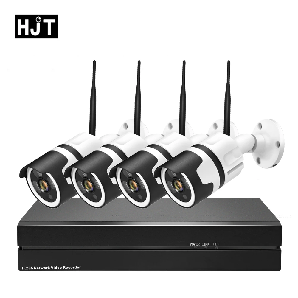 HJT IP Камера H.265 5.0MP WI FI встроенной аудио 8CH NVR для наблюдения безопасности 4CH