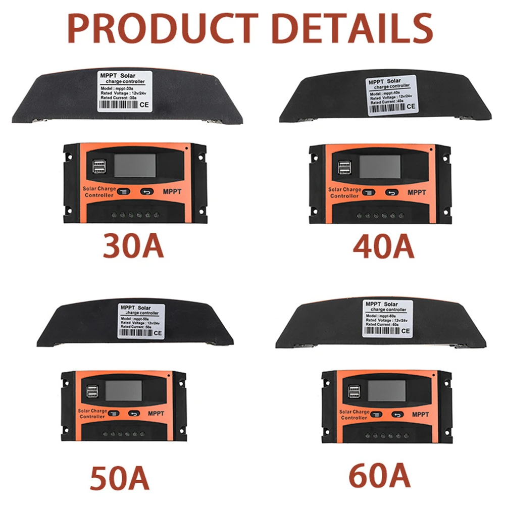 60A MPPT Solar Charge Controller 12V 24V Auto LCD Dual USB Cell Panel Battery PV Regulator Built-in Timer | Автомобили и