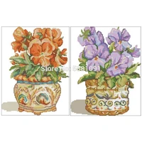 two small potted flowers patterns counted cross stitch 11ct 14ct 18ct diy cross stitch kit embroidery needlework sets home decor