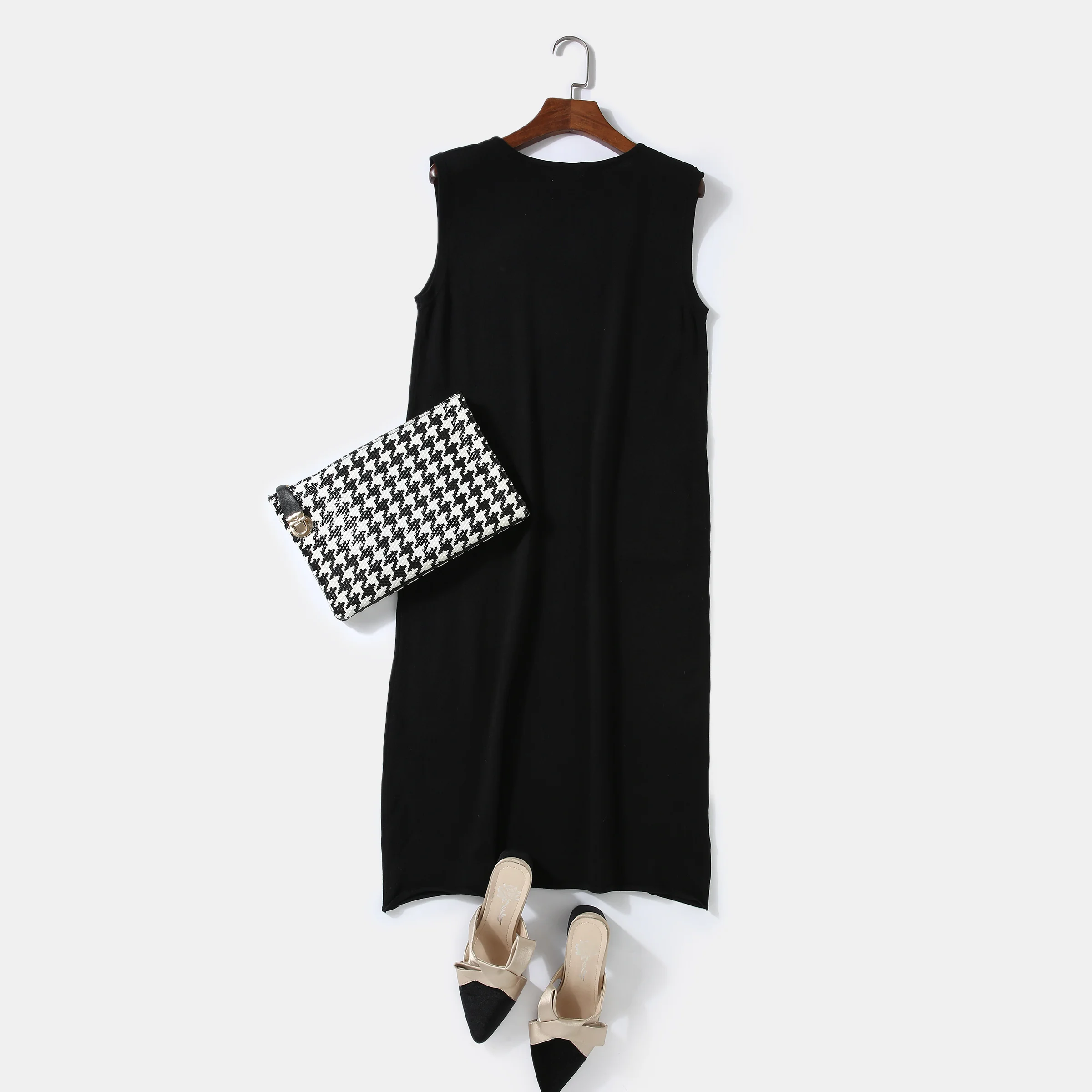 Женское винтажное платье миди с карманами элегантное простое длинное однотонное