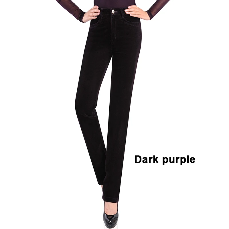 Dark purple Осенне-зимняя одежда женские вельветовые брюки стрейч женские s Хлопковые женские Большие размеры женские свободные с высокой талией женские штаны - Цвет: Dark purple