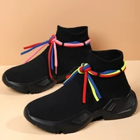 women sneakers flying woven breathable female socks shoes slip on anti skid female platform casual footwear zapatillas mujer