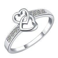 925 sterling silver double love heart aaa zircon finger ring for woman fashion wedding engagement party charm jewelry