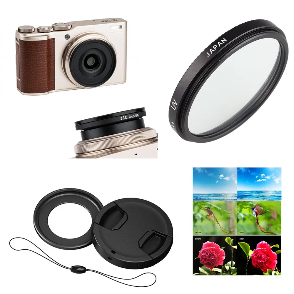 

40.5mm UV Filter & Filter Mount Adapter lens cap keeper for Fujifilm XF10 Digital Camera
