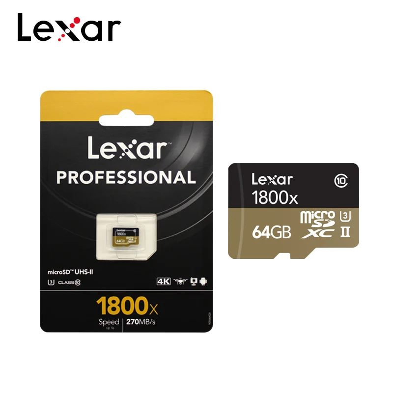 Lexar Micro SD карта 1800x памяти 32 Гб TF 64 SDXC UHS-II 270 МБ/с./с флеш-накопитель для камеры |