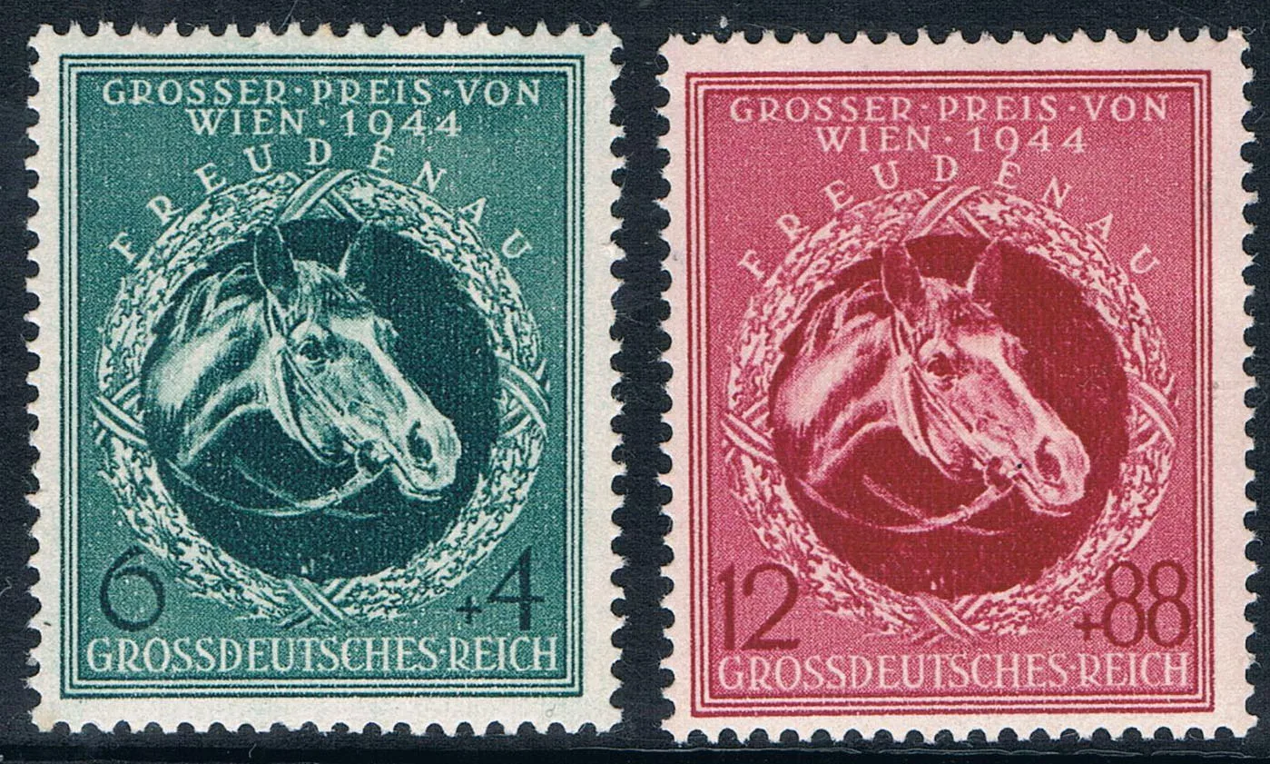 

2Pcs/Set New Germany Post Stamp 1944 Vienna Horse Racing Engraving Stamps MNH